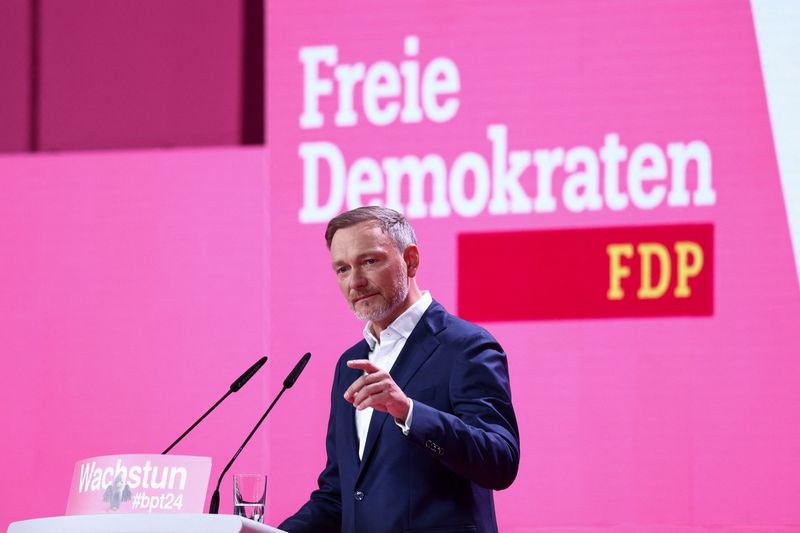 &copy; Reuters. Germany's Free Democratic Party (FDP) leader and Finance Minister Christian Lindner attends the party congress in Berlin, Germany April 27, 2024. REUTERS/Liesa Johannssen