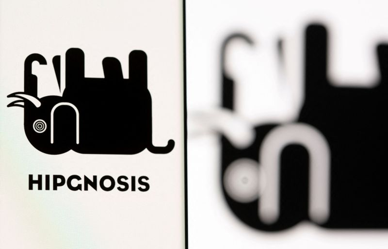 &copy; Reuters. FILE PHOTO: Hipgnosis logos are seen in this illustration taken, June 28, 2021. REUTERS/Dado Ruvic/Illustration/File Photo