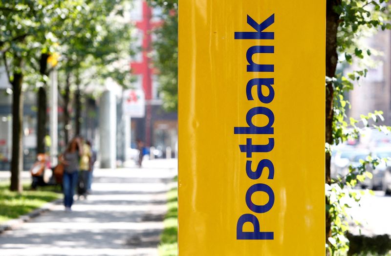 &copy; Reuters. FILE PHOTO: A Postbank sign is seen in Munich, Germany, August 1, 2017. REUTERS/Michaela Rehle/File Photo