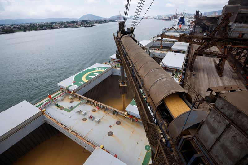 &copy; Reuters. Soja sendo carregada em navio em Santos, no terminal da CLI
14/03/2024
REUTERS/Amanda Perobelli