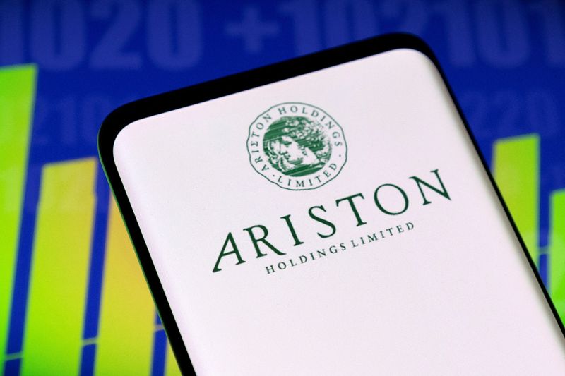 &copy; Reuters. FILE PHOTO: Ariston logo and stock graph are seen displayed in this illustration taken, May 3, 2022. REUTERS/Dado Ruvic/Illustration/File Photo