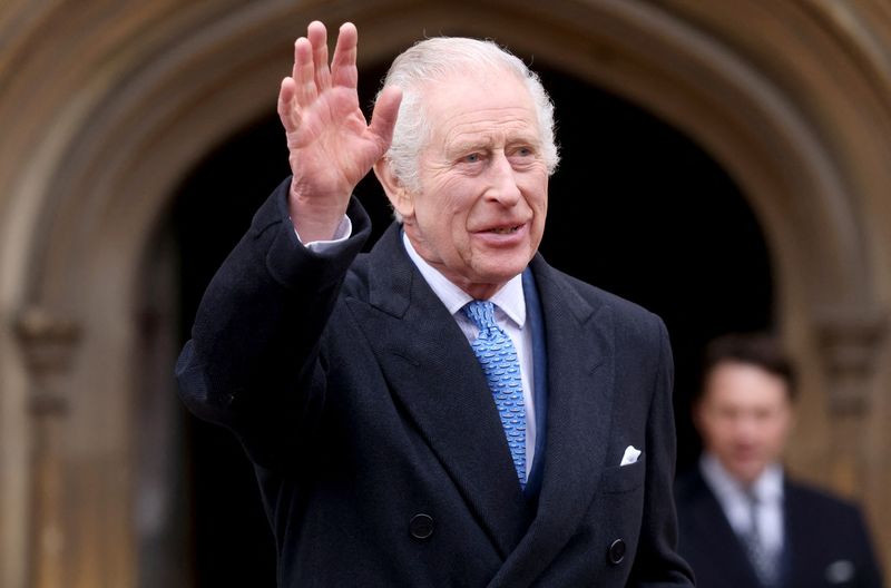 &copy; Reuters. Britain's King Charles leaves after attending the Easter Matins Service at St. George's Chapel, Windsor Castle, Britain March 31, 2024. REUTERS/Hollie Adams/Pool/File Photo