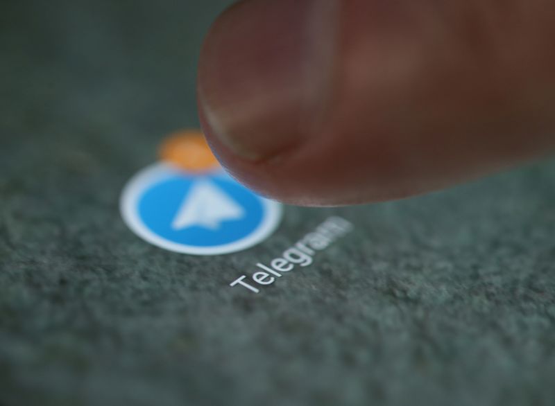 &copy; Reuters. File photo: The Telegram app logo is seen on a smartphone in this picture illustration taken September 15, 2017. REUTERS/Dado Ruvic/Illustration/File photo
