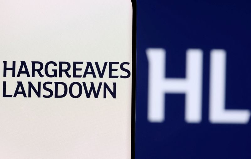 &copy; Reuters. FILE PHOTO: Hargreaves Lansdown logo is seen on a smartphone in front of displayed same logo in this illustration taken, December 1, 2021. REUTERS/Dado Ruvic/Illustration/File Photo