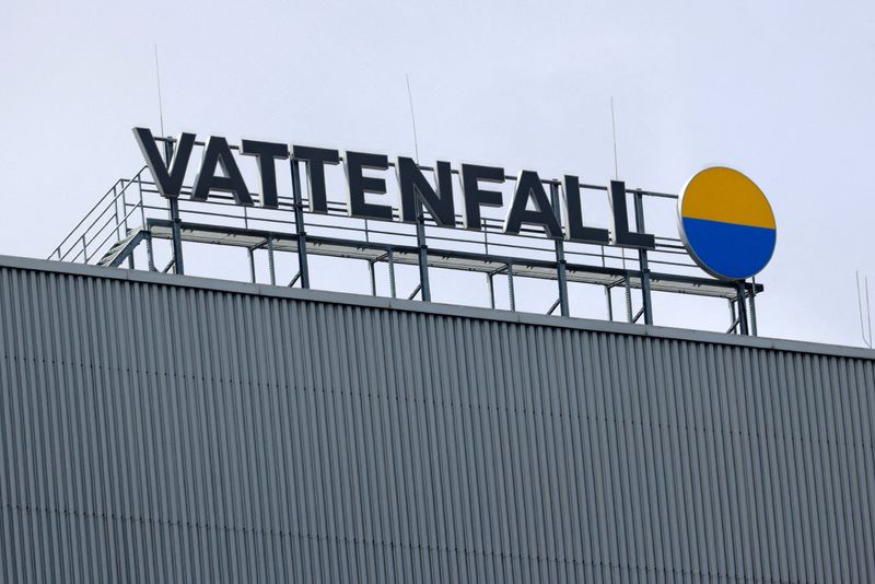 &copy; Reuters. FILE PHOTO: The company Logo hangs at the entrance of the combined heat and power plant, Reuter West, owned by Vattenfall GmbH during its final construction phase before being fully operational in Berlin, Germany June 30, 2022.  REUTERS/Michele Tantussi/F