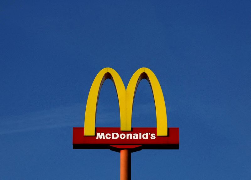 &copy; Reuters. FILE PHOTO: A sign for the U.S. fast food restaurant chain McDonald's is seen outside one of their restaurants in Sint-Pieters-Leeuw, near Brussels, Belgium March 4, 2024. REUTERS/Yves Herman/File Photo