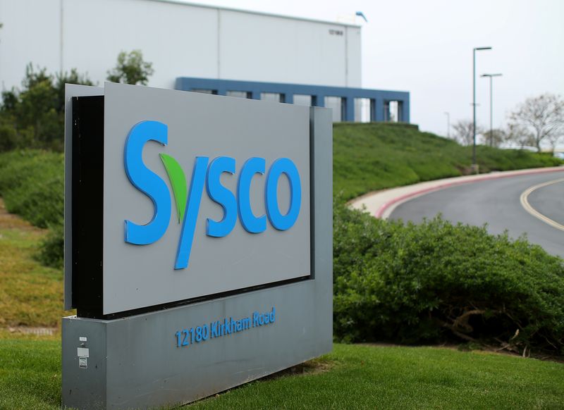 &copy; Reuters. FILE PHOTO: A Sysco sign is shown outside one of their distribution centers in Poway, California, U.S. February 6, 2017.  REUTERS/Mike Blake/File Photo