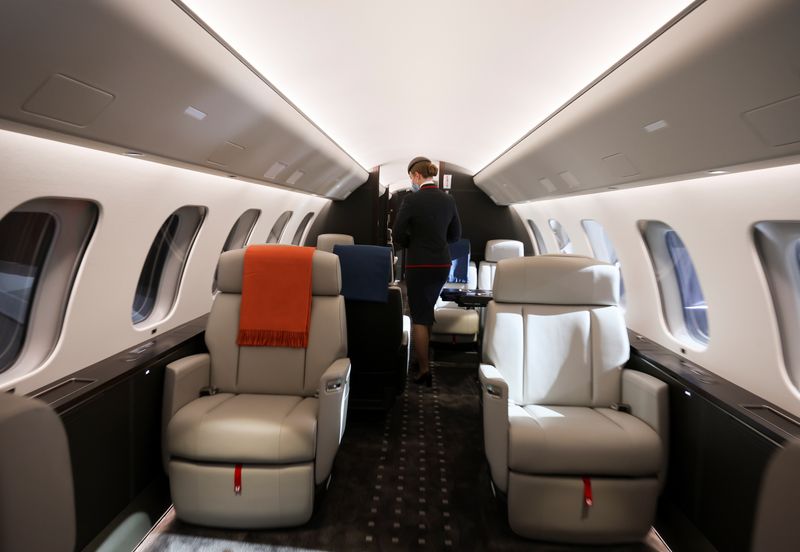 &copy; Reuters. A VistaJet cabin hostess walks through the interior of a new Bombardier Global 7500 business jet as the company celebrates its 10th delivery of this aircraft to VistaJet in Montreal, Quebec, Canada March 29, 2022.  REUTERS/Christinne Muschi/ File Photo