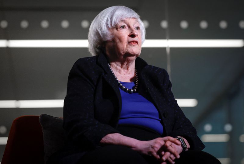 &copy; Reuters. FILE PHOTO: U.S. Treasury Secretary Janet Yellen attends an interview with Reuters Editor in Chief Alessandra Galloni in Washington, U.S., April 25, 2024. REUTERS/Evelyn Hockstein/File Photo