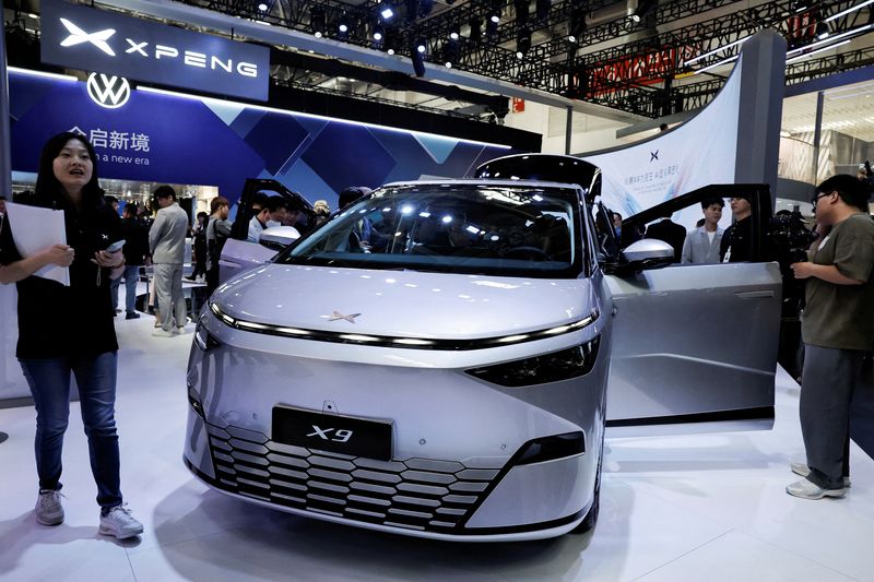 &copy; Reuters. FILE PHOTO: The Xpeng X9 electric vehicle is displayed at the Beijing International Automotive Exhibition, or Auto China 2024, in Beijing, China, April 25, 2024. REUTERS/Tingshu Wang/File Photo
