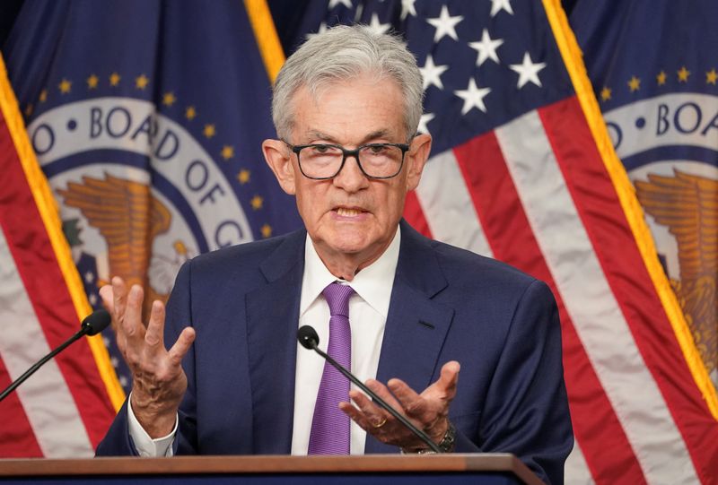 © Reuters. U.S. Federal Reserve Chair Jerome Powell holds a press conference following a two-day meeting of the Federal Open Market Committee on interest rate policy in Washington, U.S., May 1, 2024. REUTERS/Kevin Lamarque