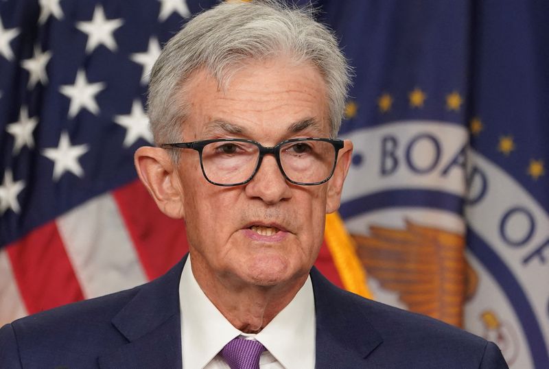 &copy; Reuters. U.S. Federal Reserve Chair Jerome Powell holds a press conference following a two-day meeting of the Federal Open Market Committee on interest rate policy in Washington, U.S., May 1, 2024. REUTERS/Kevin Lamarque/File Photo