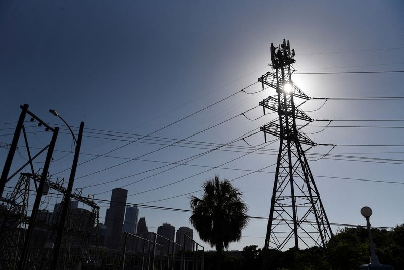 &copy; Reuters. FILE PHOTO: A general view of electric lines as demand for power surges during a period of hot weather in Houston, Texas, U.S. June 27, 2023. REUTERS/Callaghan O’Hare/File Photo