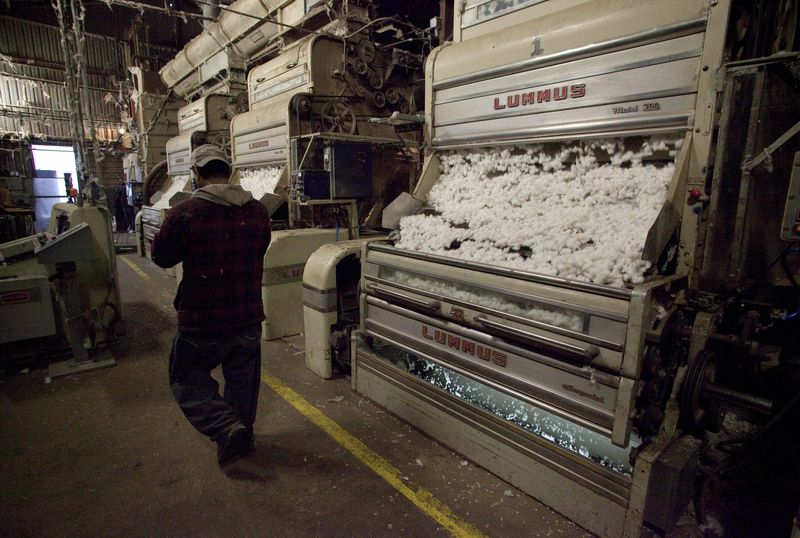 © Reuters. Trabalhador em beneficiadora de algodão nos EUA
27/11/2012
REUTERS/Randall Hill