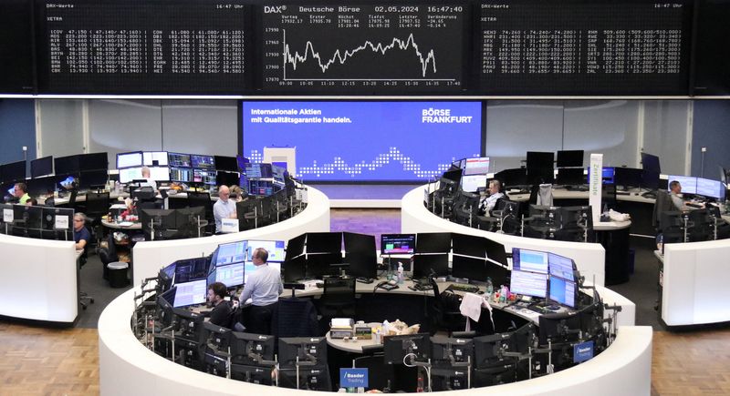 &copy; Reuters. The German share price index DAX graph is pictured at the stock exchange in Frankfurt, Germany, May 2, 2024.     REUTERS/Staff