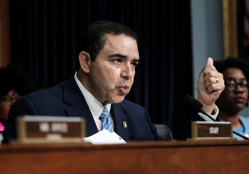 &copy; Reuters. FILE PHOTO: U.S. Rep. Henry Cuellar (D-TX) questions Department of Homeland Security (DHS) Secretary Alejandro Mayorkas during a Homeland Security Subcommittee hearing on the DHS budget request on Capitol Hill in Washington, U.S., April 10, 2024. REUTERS/