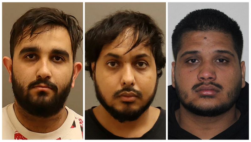 &copy; Reuters. Karan Brar, Kamalpreet Singh and Karanpreet Singh, the three individuals charged with first-degree murder and conspiracy to commit murder in relation to the murder in Canada of Sikh separatist leader Hardeep Singh Nijjar in 2023, are seen in a combination