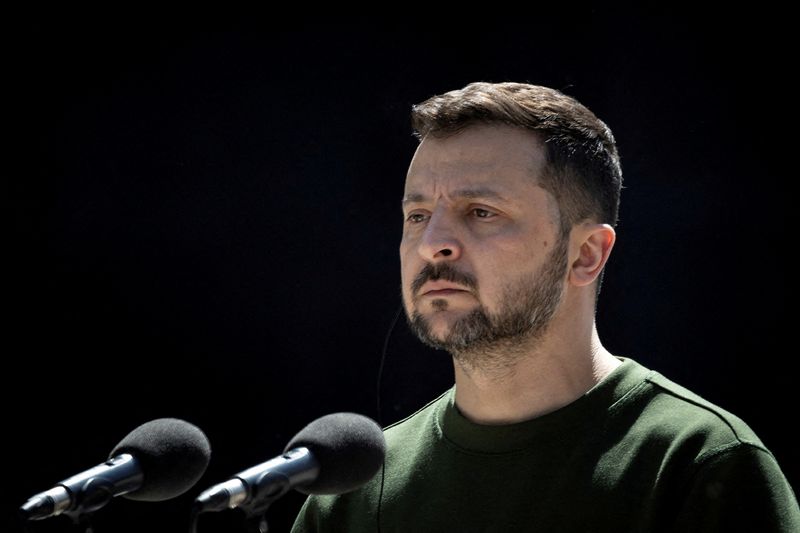 &copy; Reuters. Presidente da Ucrânia, Volodymyr Zelenskiy, durante entrevista coletiva em Kiev
29/04/2024 REUTERS/Thomas Peter