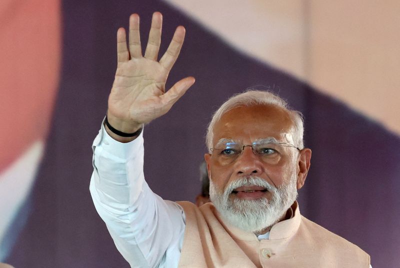 &copy; Reuters. Le Premier ministre indien Narendra Modi lors d'un meeting à Meerut, en Inde. /Photo prise le 31 mars 2024/REUTERS/Anushree Fadnavis