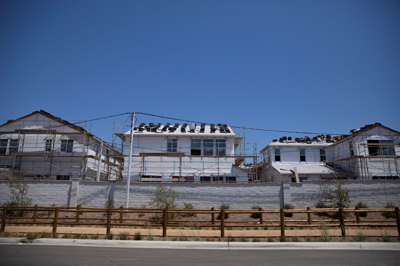 &copy; Reuters. Residential single family homes construction by KB Home are shown under construction in the community of Valley Center, California, U.S. June 3, 2021.   REUTERS/Mike Blake