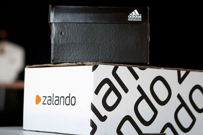 &copy; Reuters. A Adidas shoebox stands above a Zalando cardboard box on a staged scene in Berlin, Germany June 8, 2016. REUTERS/Axel Schmidt/File Photo             