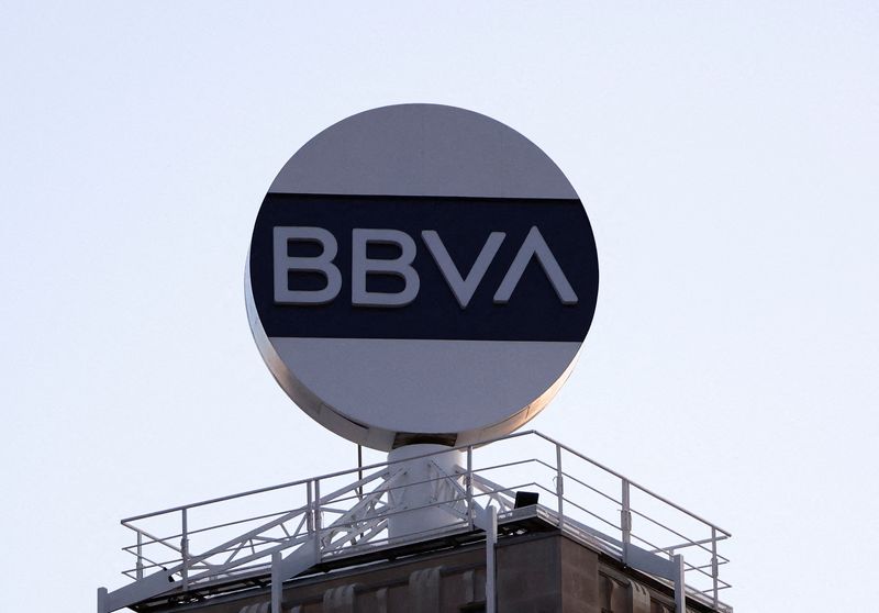 &copy; Reuters. FILE PHOTO: The logo of BBVA bank is displayed in Barcelona, Spain, May 2, 2024. REUTERS/Nacho Doce/File Photo