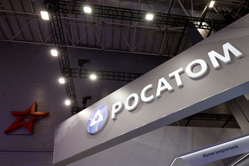 &copy; Reuters. FILE PHOTO: A view shows a stand of Russian state nuclear agency Rosatom at an exposition of the international military-technical forum Army-2023 at Patriot Congress and Exhibition Centre in the Moscow region, Russia, August 18, 2023. REUTERS/Stringer/Fil