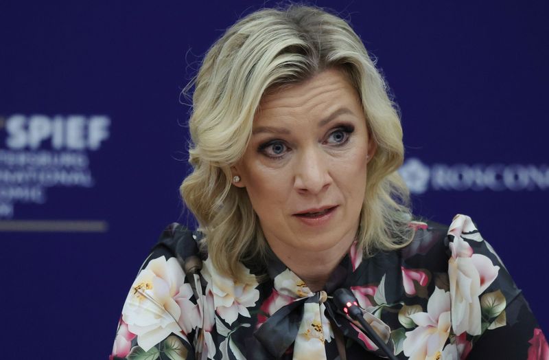 &copy; Reuters. La porte-parole du ministère russe des Affaires étrangères, Maria Zakharova, lors du Forum économique international de Saint-Pétersbourg (SPIEF) à Saint-Pétersbourg, Russie. /Photo prise le 15 juin 2022/REUTERS/Anton Vaganov