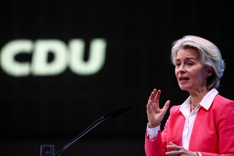 &copy; Reuters. La presidenta de la Comisión Europea, Ursula von der Leyen, durante la 36ª convención del partido Unión Demócrata Cristiana (CDU) en Berlín, Alemania. 8 de mayo de 2024. REUTERS/Lisi Niesner