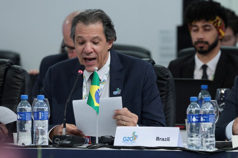 &copy; Reuters. Ministro da Fazenda, Fernndo Haddad, durante reunião entre ministros das Finanças do G20 em São Paulo
29/02/2024 REUTERS/Carla Carniel