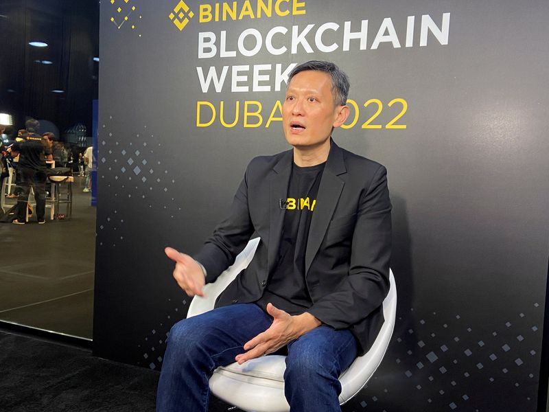 &copy; Reuters. FILE PHOTO: Richard Teng, head of the Middle East and North Africa for crypto firm Binance gestures as he speaks during an interview with Reuters in Dubai, United Arab Emirates, March 30, 2022. Picture taken March 30, 2022. REUTERS/Abdel Hadi Ramahi/File 