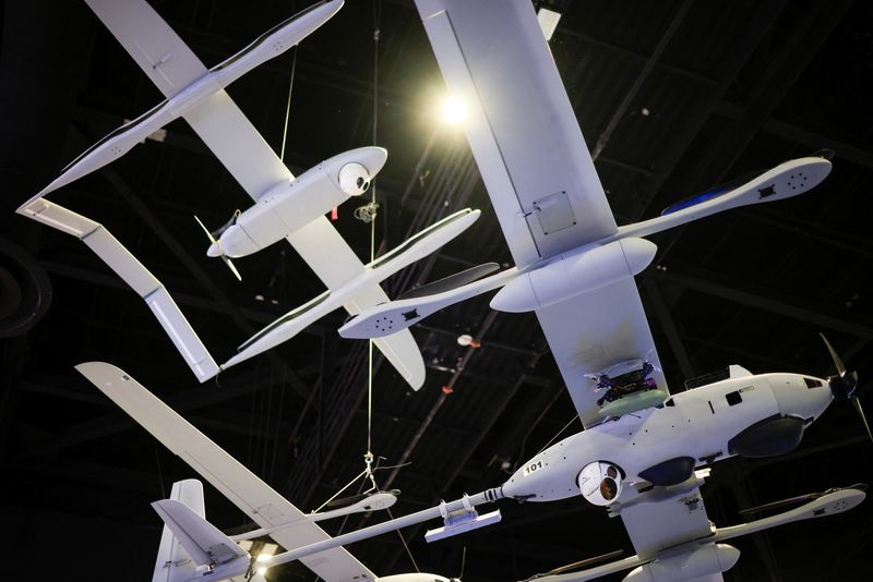 &copy; Reuters. Unmanned aerial vehicles (UAV) are displayed at the BAE Systems plc booth at Special Operations Forces (SOF) Week for defense companies in Tampa, Florida, U.S., May 7, 2024.  REUTERS/Luke Sharrett