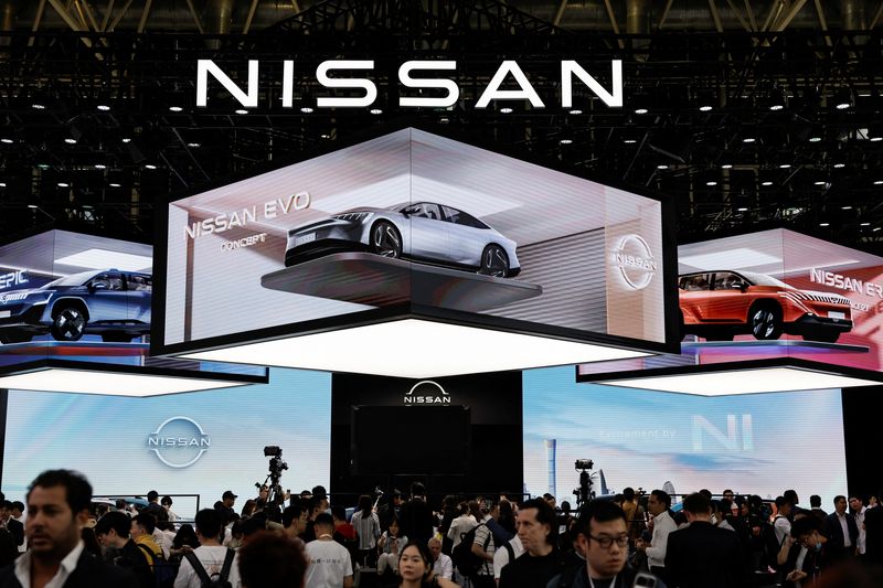&copy; Reuters. Photo d'archives du stand Nissan au Salon international de l'automobile de Pékin. /Photo prise le 25 avril 2024 à Pékin, Chine/REUTERS/Tingshu Wang