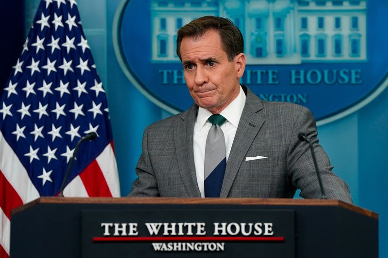 &copy; Reuters. FILE PHOTO: White House National Security Communications Advisor John Kirby attends a press briefing at the White House in Washington, U.S., April 15, 2024. REUTERS/Elizabeth Frantz/File Photo