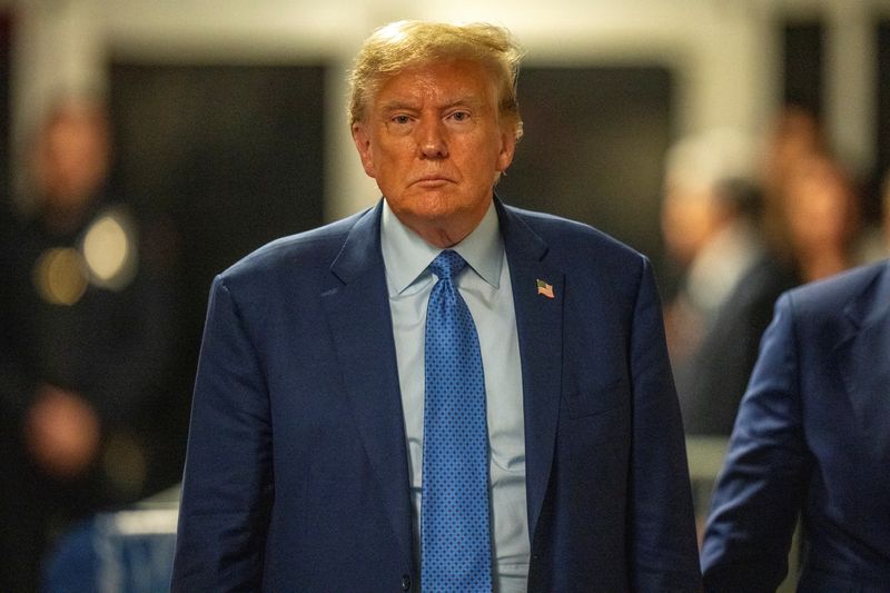 &copy; Reuters. FILE PHOTO: Republican presidential candidate, former U.S. President Donald Trump attends trial at Manhattan Criminal Court May 9, 2024 in New York City. Steven Hirsch/Pool via REUTERS/File Photo