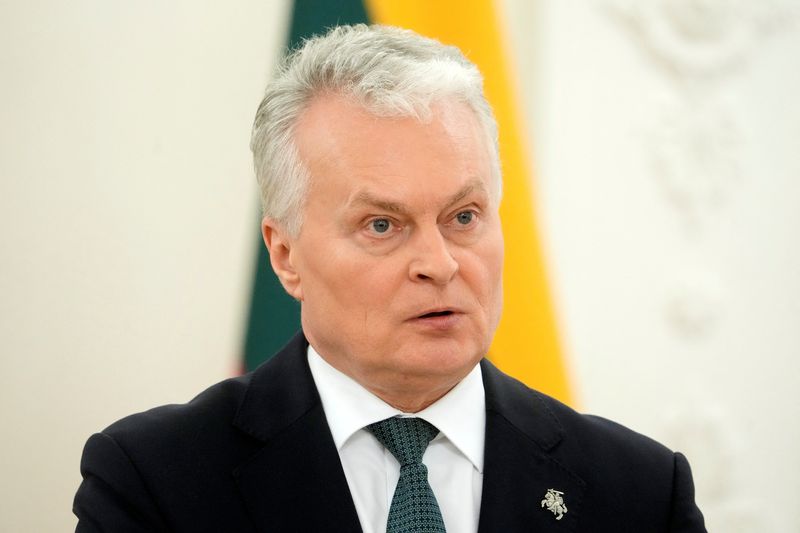&copy; Reuters. FILE PHOTO: Lithuanian President Gitanas Nauseda attends a press conference with Dutch Prime Minister Mark Rutte (not pictured) on the day of their meeting in Vilnius, Lithuania April 2, 2024. REUTERS/Ints Kalnins/File Photo