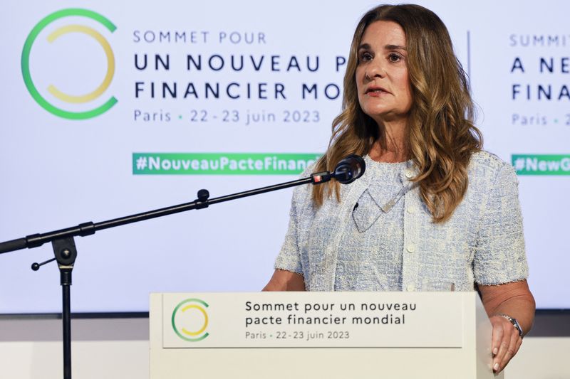 &copy; Reuters. Melinda French Gates durante discurso em Paris, França
22/6/2023 Ludovic Marin/Pool via REUTERS/Arquivo