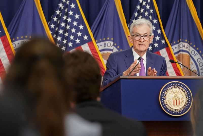 &copy; Reuters. FILE PHOTO: U.S. Federal Reserve Chair Jerome Powell holds a press conference following a two-day meeting of the Federal Open Market Committee on interest rate policy in Washington, U.S., May 1, 2024. REUTERS/Kevin Lamarque/File Photo