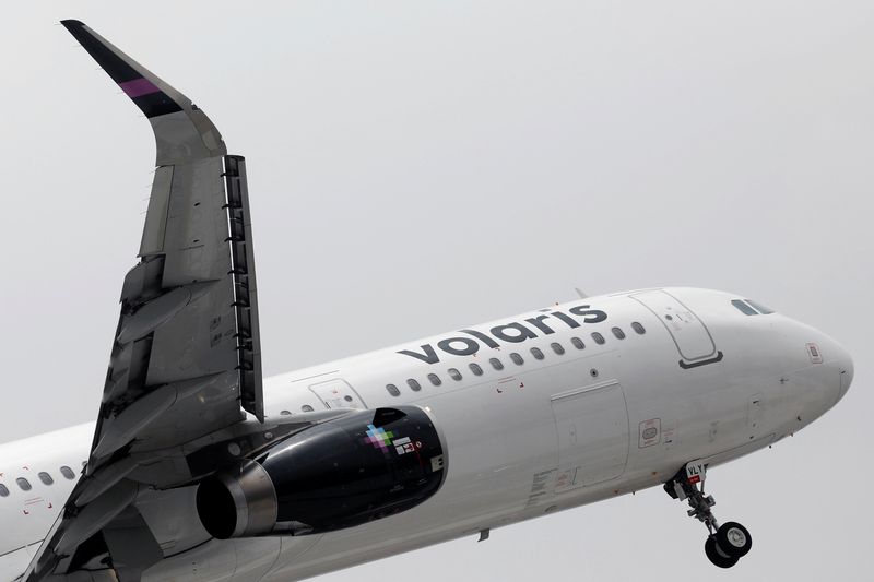 &copy; Reuters. FILE PHOTO: A Volaris aeroplane prepares to land on the airstrip at Benito Juarez international airport in Mexico City, Mexico, June 27, 2017. REUTERS/Edgard Garrido/File Photo