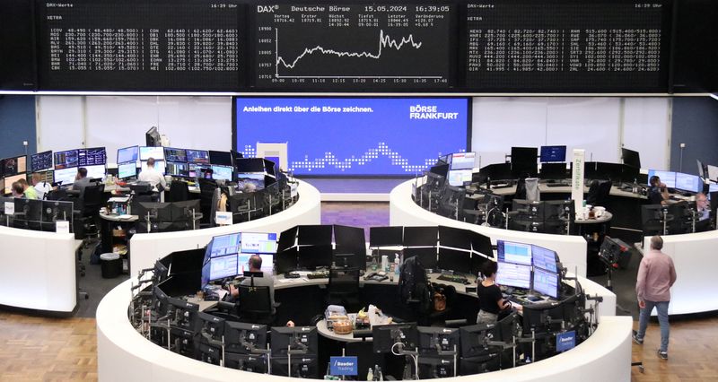 &copy; Reuters. The German share price index DAX graph is pictured at the stock exchange in Frankfurt, Germany, May 15, 2024. REUTERS/Staff