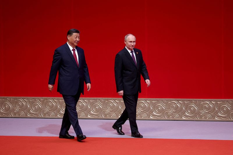 &copy; Reuters. Russian President Vladimir Putin and Chinese President Xi Jinping attend the gala event celebrating 75th anniversary of China-Russia relations in Beijing, China May 16, 2024. Sputnik/Alexander Ryumin/Pool via REUTERS 
