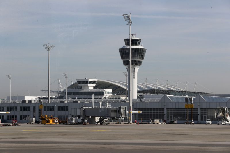 &copy; Reuters. A general view of the Munich International Airport a day before VERDI union called airport workers at Frankfurt, Munich, Stuttgart, Hamburg, Dortmund, Hanover and Bremen airports to go on a 24-hour strike on Friday, in Germany, February 16, 2023. REUTERS/
