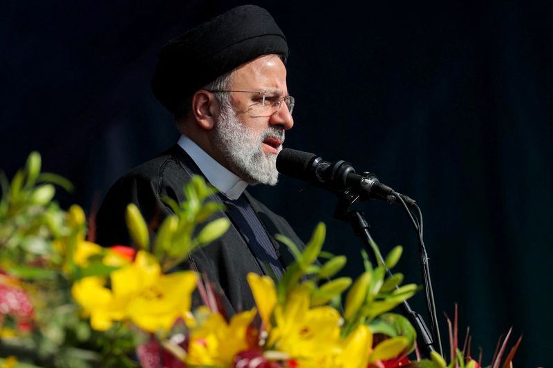 &copy; Reuters. FILE PHOTO: Iranian President Ebrahim Raisi gives a speech during the 45th anniversary of the Islamic Revolution in Tehran, Iran, February 11, 2024. Iran's Presidency/WANA (West Asia News Agency)/Handout via REUTERS/ File Photo