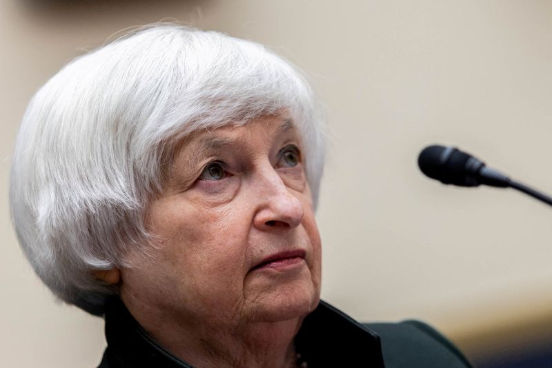 &copy; Reuters. FILE PHOTO: FILE PHOTO: U.S. Treasury Secretary Janet Yellen looks on during a U.S. House Committee on Financial Services hearing on Capitol Hill in Washington, DC, U.S. May 12, 2022. Graeme Jennings/Pool via REUTERS/File Photo/File Photo