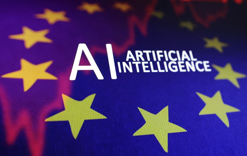 &copy; Reuters. EU flag, stock graph and "AI ARTIFICIAL INTELLIGENCE" words are seen in this illustration taken, May 21, 2024. REUTERS/Dado Ruvic/Illustration/Files