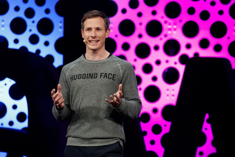 &copy; Reuters. FILE PHOTO: Thomas Wolf, co-founder of Hugging Face speaks during the Amazon Web Services (AWS) Summit in Paris, France, April 3, 2024. REUTERS/Benoit Tessier/File Photo