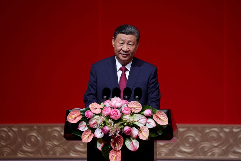 &copy; Reuters. FILE PHOTO: Chinese President Xi Jinping speaks the gala event celebrating 75th anniversary of China-Russia relations in Beijing, China May 16, 2024. Sputnik/Alexander Ryumin/Pool via REUTERS/File Photo