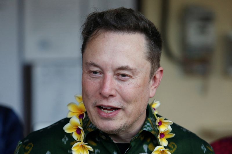 &copy; Reuters. FILE PHOTO: Elon Musk, chief executive officer of SpaceX and Tesla, speaks to the media during the launch of SpaceX's Starlink internet service in Indonesia at a sub district community health center in Denpasar, Bali, May 19, 2024. REUTERS/Johannes P. Chr
