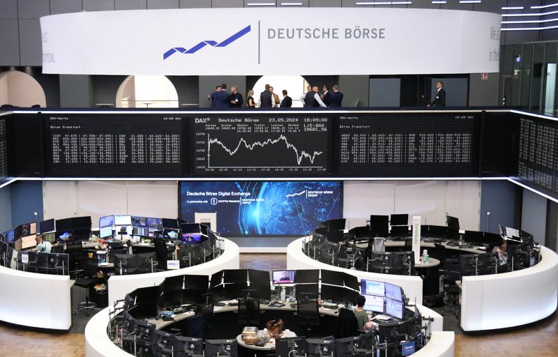 &copy; Reuters. The German share price index DAX graph is pictured at the stock exchange in Frankfurt, Germany, May 23, 2024. REUTERS/Staff