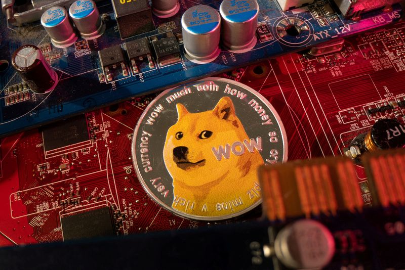 &copy; Reuters. FILE PHOTO: A representation of cryptocurrency Dogecoin is placed on a PC motherboard, in this illustration taken June 16, 2023. REUTERS/Dado Ruvic/Illustration/File Photo